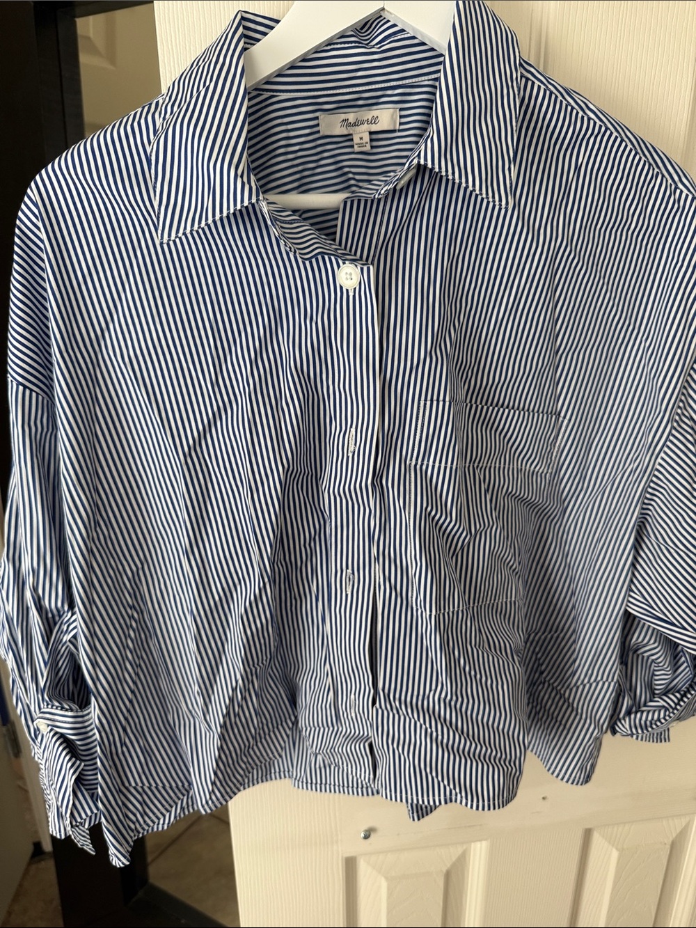 Madewell Navy & White Striped Relaxed Button-Front Shirt